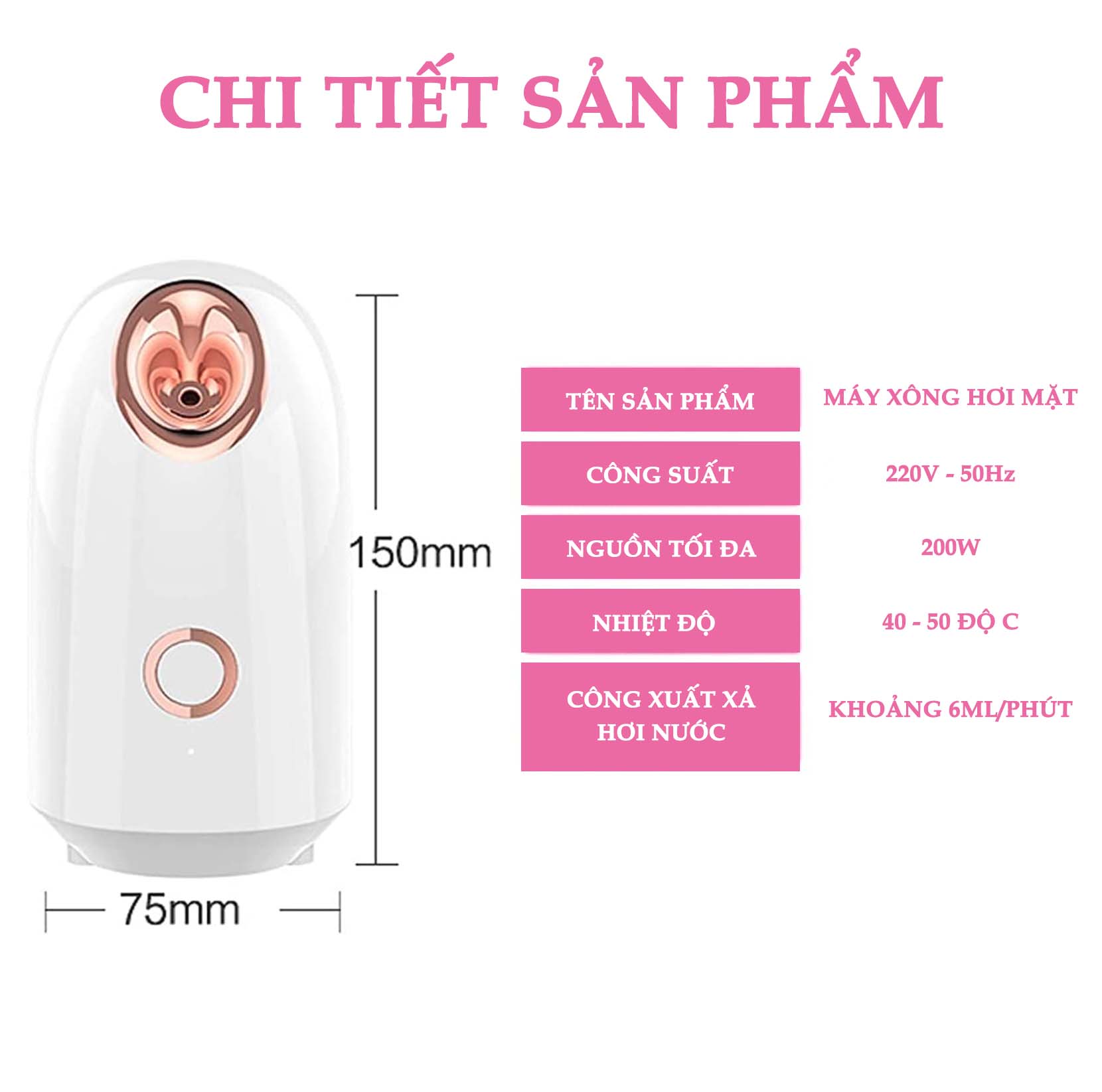 Máy Xông Hơi Mặt Mini Tại Nhà Nano Ionic Cấp Ẩm và Làm Sạch Sâu Chuẩn Spa Dung Tích Lớn180ML