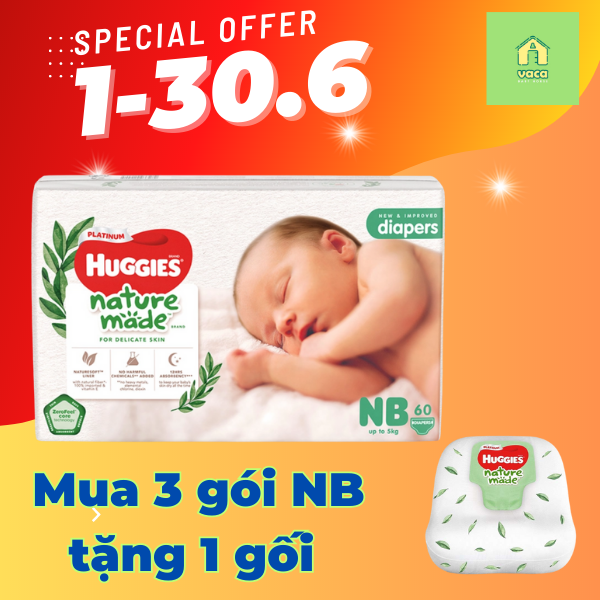 Tã Dán Siêu Cao Cấp Huggies Platinum Naturemade NB60