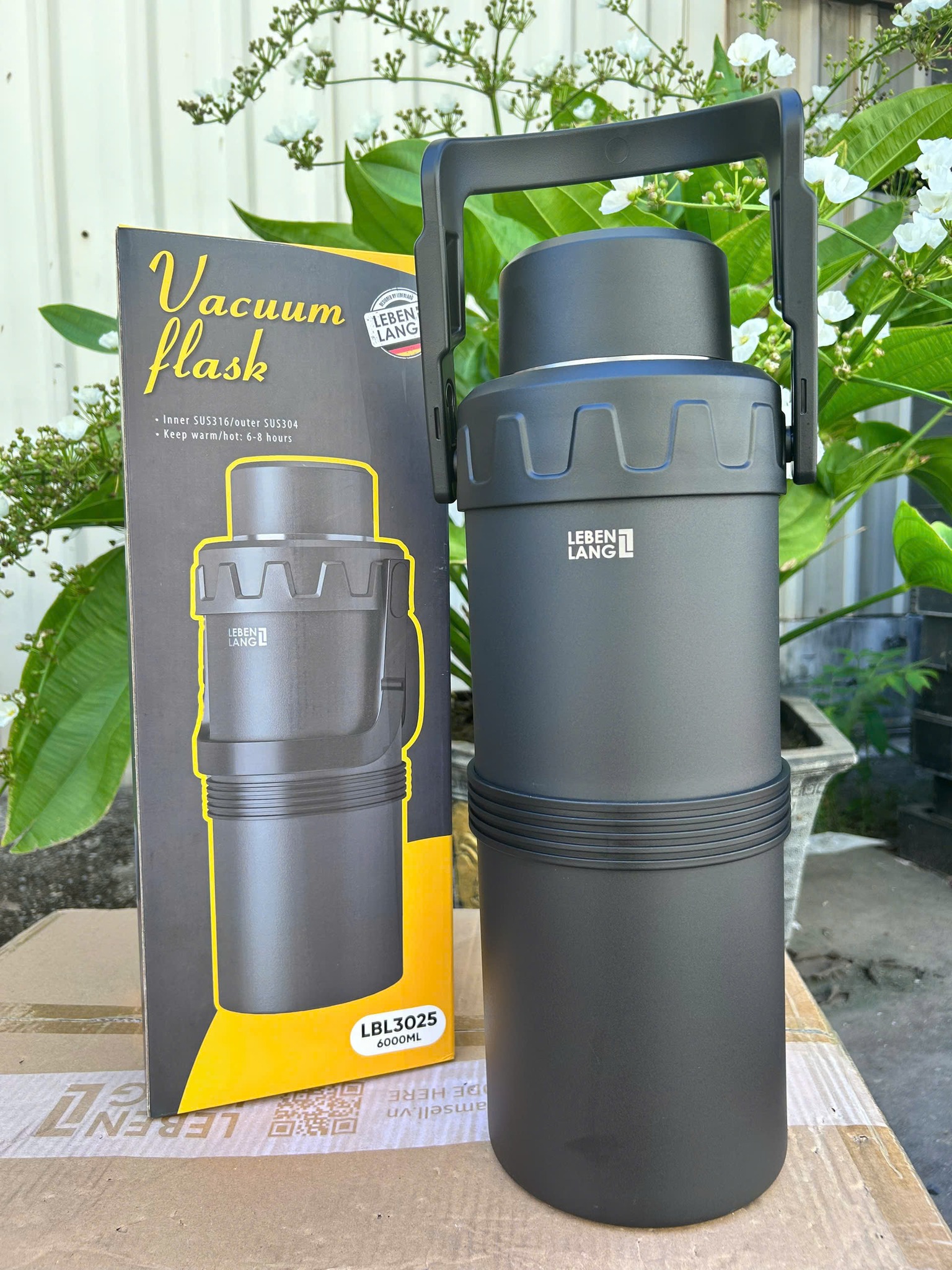 Phích giữ nhiệt Inox 316 Lê Bên Làng LBL3025 dung tích 6L kèm lõi lọc trà - Hảng chuẩn Đức