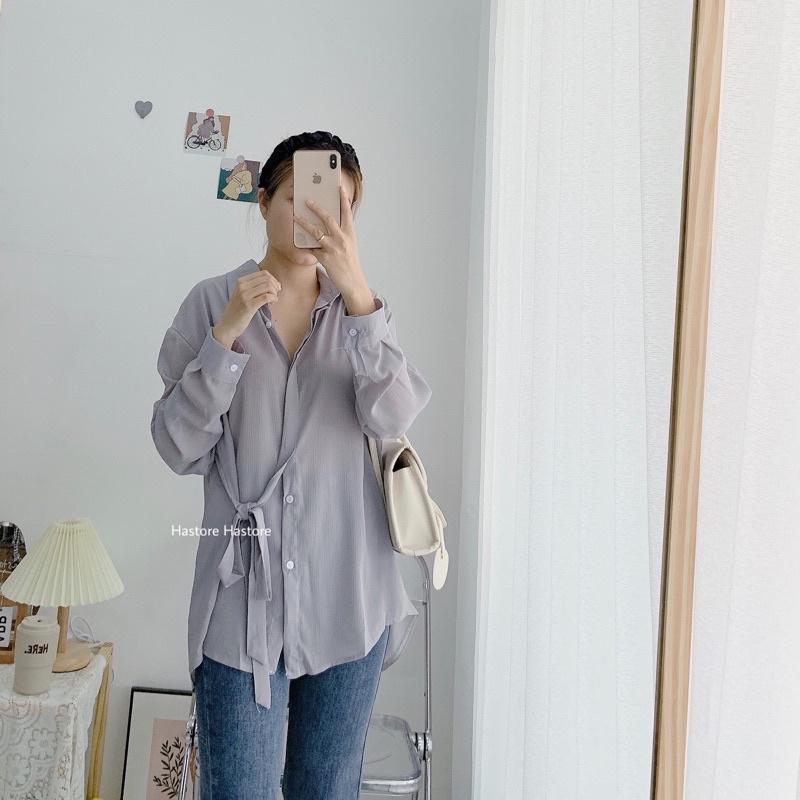 Sơ mi voan thắt eo