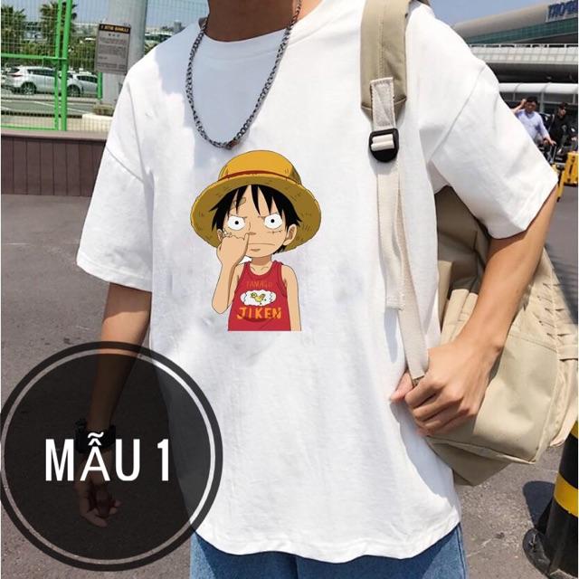 Áo thun Luffy mũ rơm    Áo phông cotton tay ngắn hoạt hình One piece đảo hải tặc unisex nam nữ bận đều đẹp