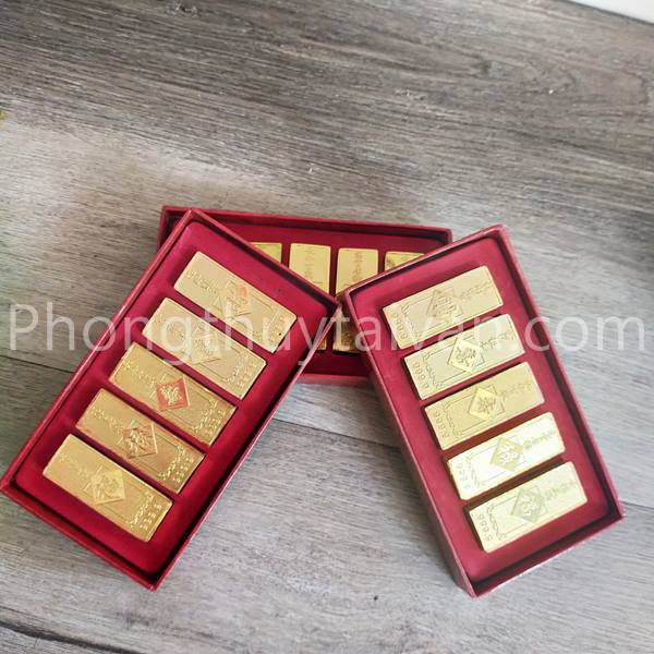 Thỏi vàng 5 thanh/hộp 2.2cm chiêu lộc