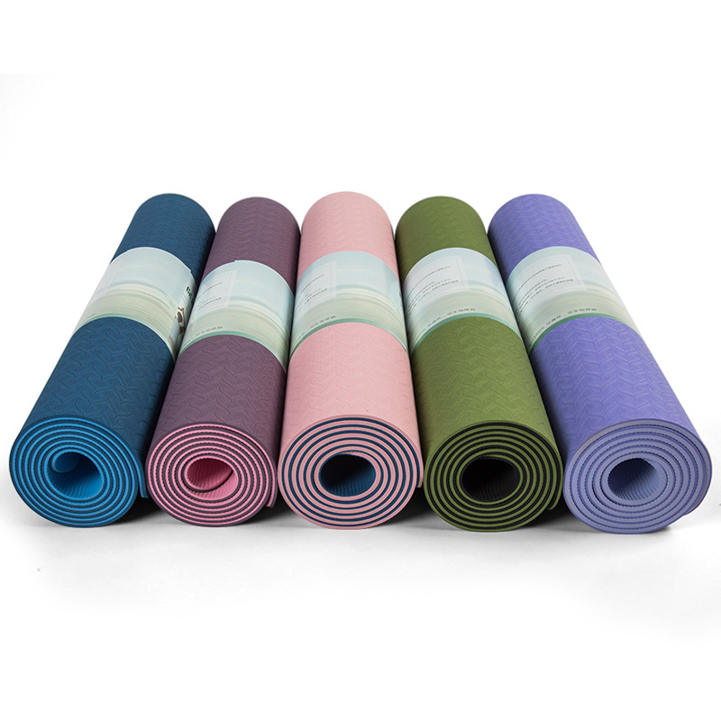 Thảm Tập Yoga TPE 2 Lớp 6mm, Thảm Mềm Mại, Thấm Hút Mồ Hôi, Chống Trơn Trượt