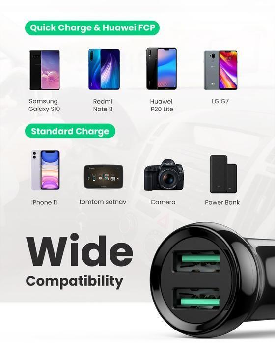 Ugreen UG70192ED037TK 24W 2 cổng usb type A hỗ trợ QC 3.0 sạc nhanh trên xe hơi - HÀNG CHÍNH HÃNG