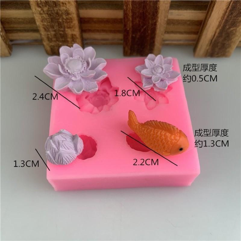 Khuôn silicon sen cá 3d làm bánh tt hiện đại thạch