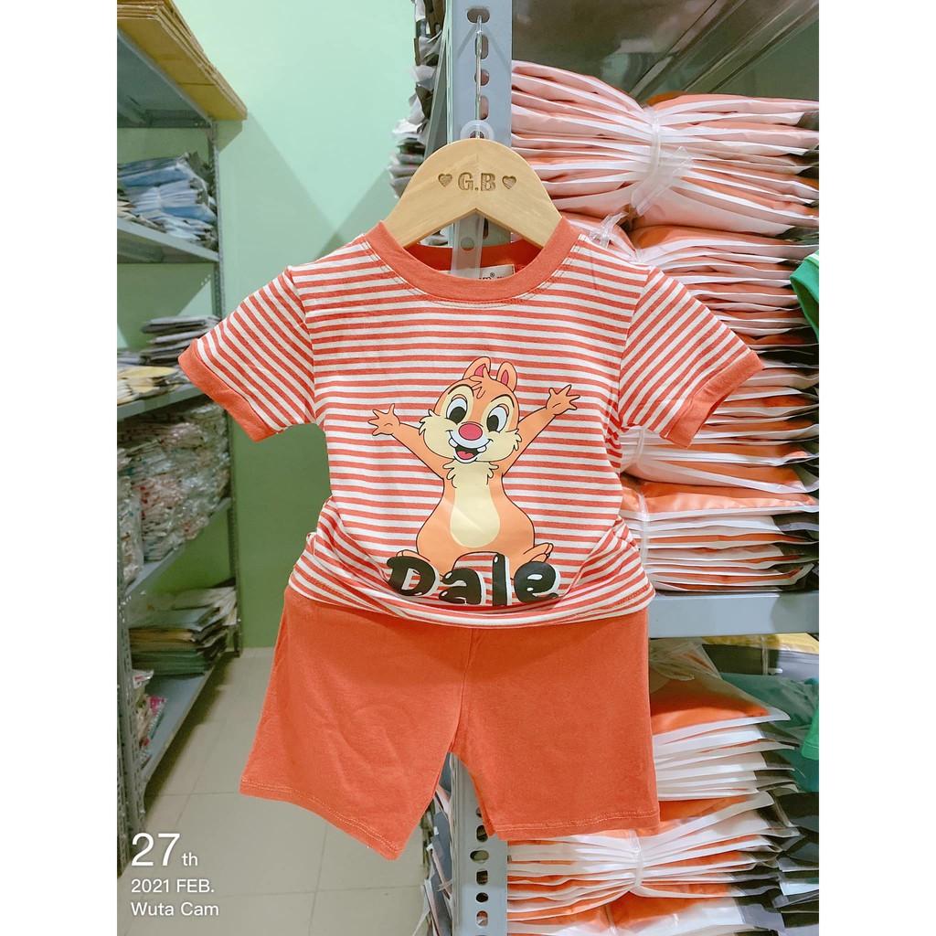 Bộ cộc tay cho bé bộ cộc tay SỌC IN HOẠT HÌNH ngộ nghĩnh cho bé trai bé gái Chất thun lạnh cao cấp siêu mềm mịn