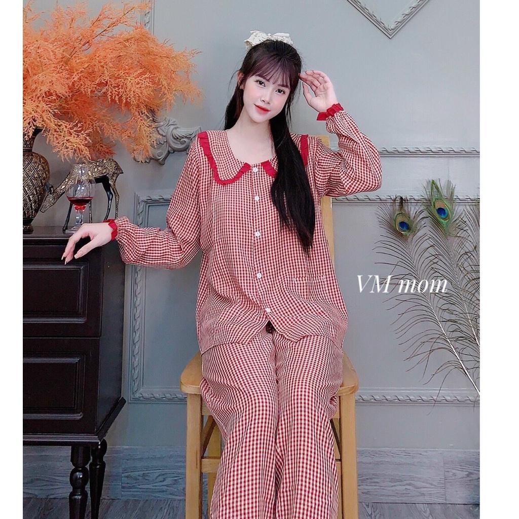 Bộ bầu và sau sinh DÀI TAY Xuân Hè cho con bú, size 43->70kg, chất kate thái, cho bà bầu mặc nhà