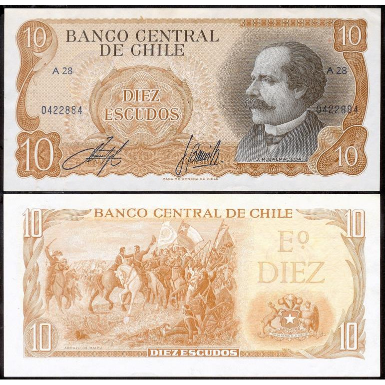 Tiền châu Mỹ 10 escudos Chile sưu tầm