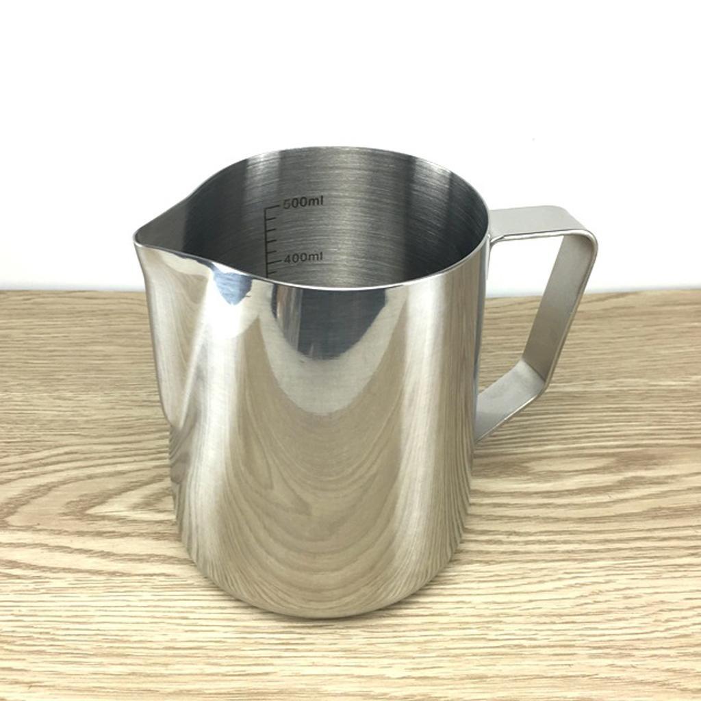 600ML Steel Coffee Milk Frothing Jug Garland Cup with Scale Thermometer