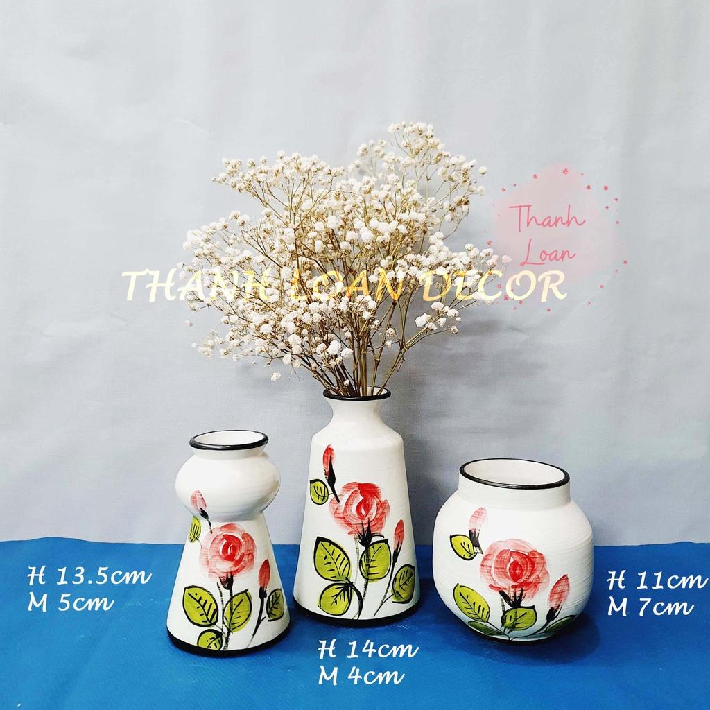 Bình hoa gốm Bát Tràng nhỏ xinh - Bộ lọ hoa mini nhiều họa tiết - Hàng thủ công vẽ tay men mát - Nhiều mẫu