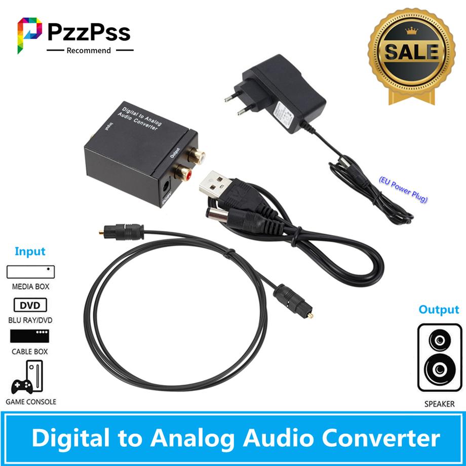 PzzPss Bộ Chuyển Đổi Kỹ Thuật Số Sang Analog Sợi Quang Toslink Đồng Trục Tín Hiệu Sang Âm Thanh Analog RCA Bộ Khuếch Đại Bộ Giải Mã USB