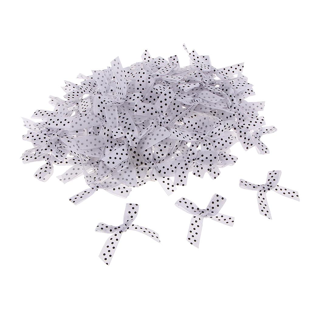 100 Pieces Cute Satin BOW Ribbon Applique Embellishments White