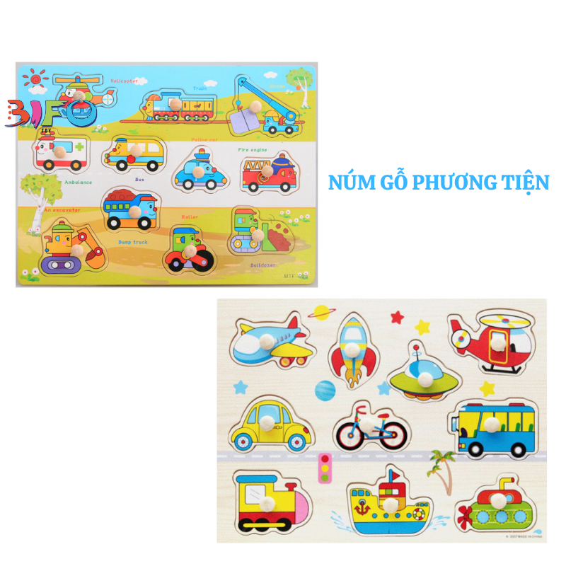 COMBO Bảng núm gỗ bảng chữ cái bảng chữ số động vật hình học nhiều chủ đề