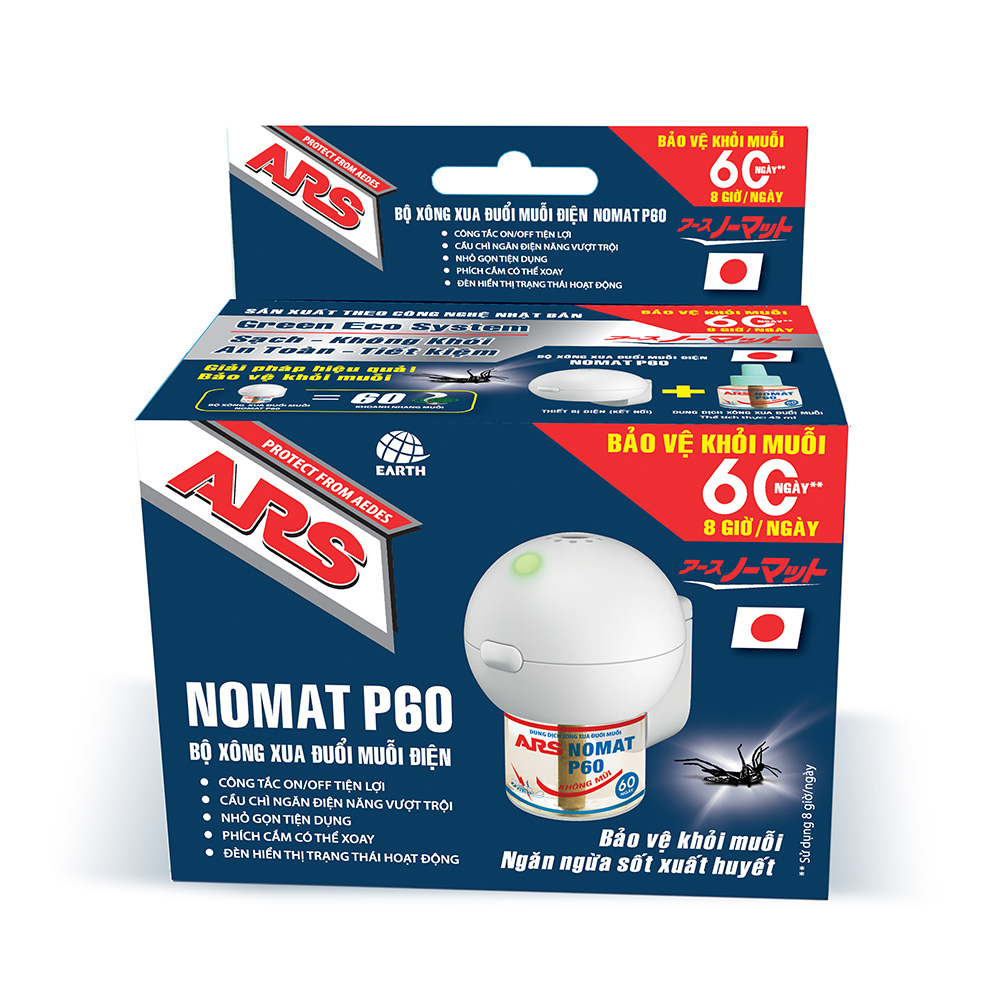 Bộ dung dịch máy xông xua đuổi muỗi điện ARS Nomat P60