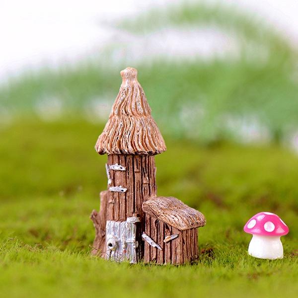 Mô hình tiểu cảnh mini ️ Mô hình Lâu đài cổ, nhà cổ, ngôi nhà tranh trang trí sen đá, sân vườn, bể cá, bể terrarium