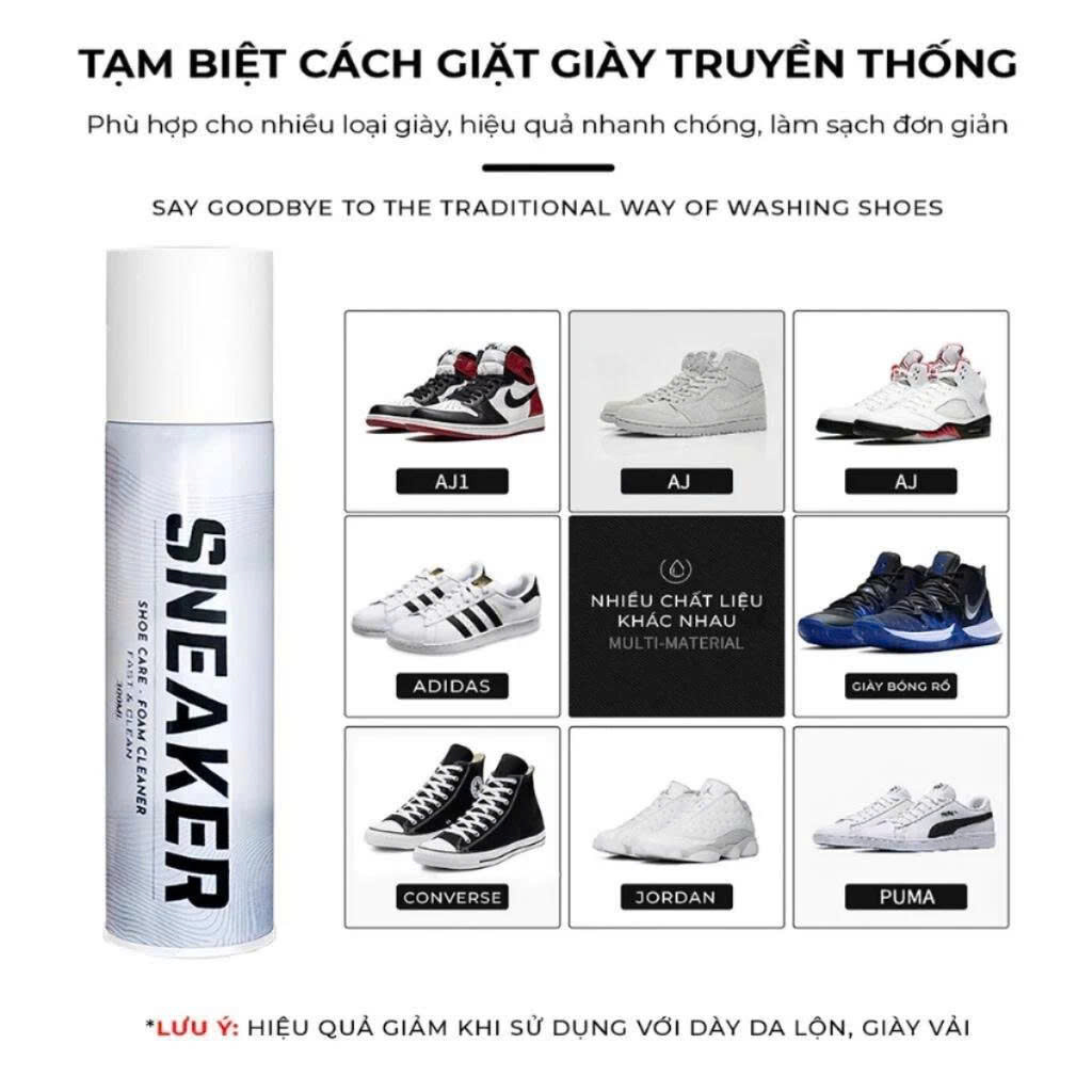 Chai Xịt Tạo Bọt Vệ Sinh Giày Cao Cấp 200ml tiêu diệt mọi vết bẩn DỤNG CỤ CHĂM SÓC LÀM SẠCH GIÀY Giao Mẫu Ngẫu Nhiên