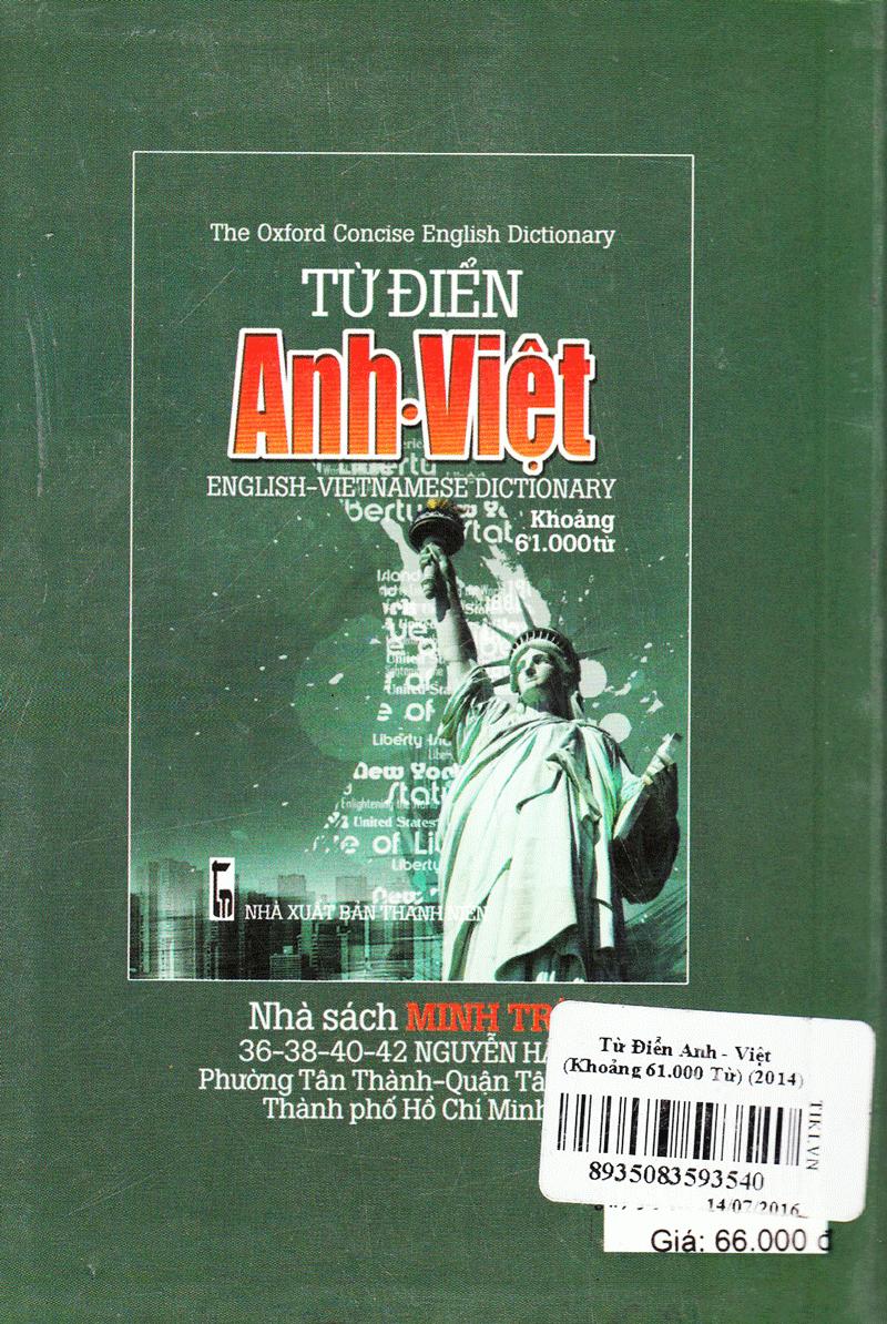 Từ Điển Anh - Việt (Khoảng 61.000 Từ)