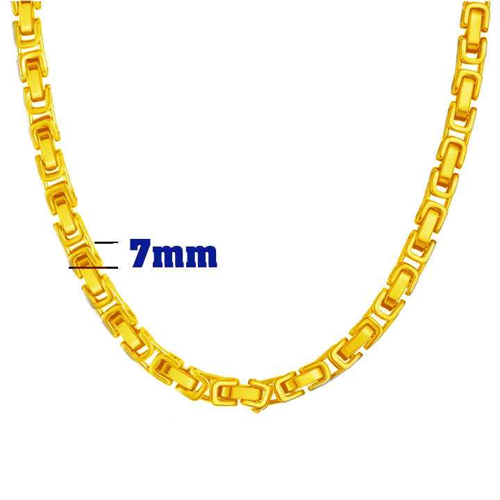 Dây chuyền inox cao cấp kiểu xích vuông 7mm mạ vàng thời trang, đẳng cấp