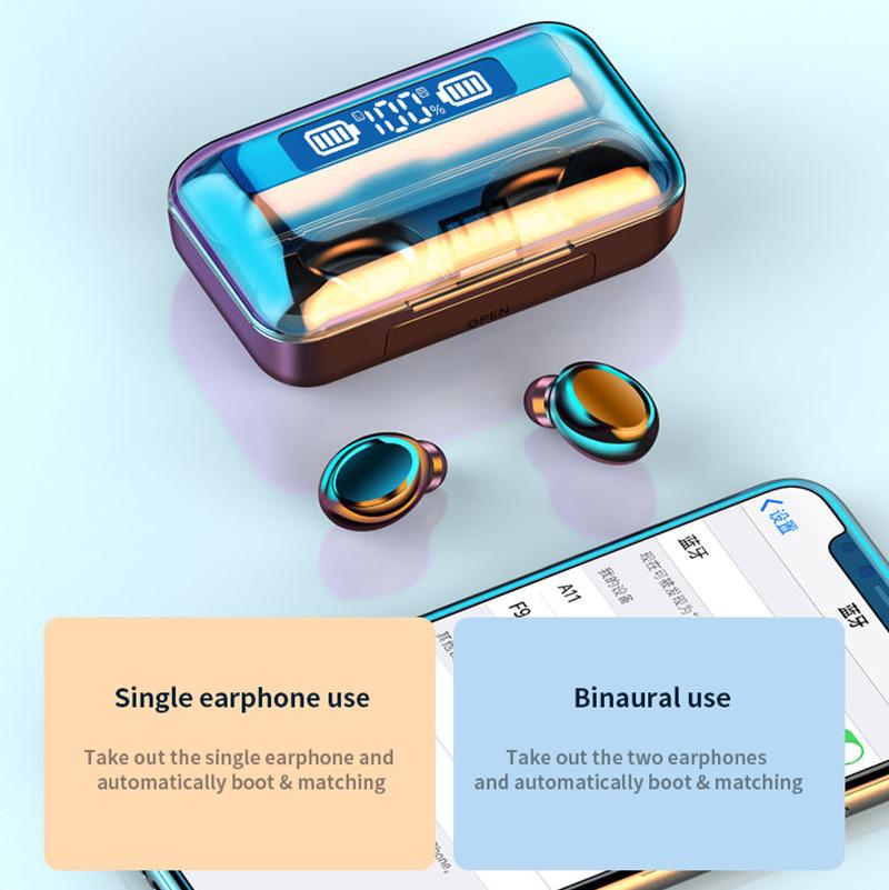 TWS Bluetooth 5.0 9D Stereo Tai Nghe Nhét Tai Tai Nghe Không Dây Thể Thao Chơi Game Chống Nước Tai Nghe 2200MAh Sạc Hộp Có Mic