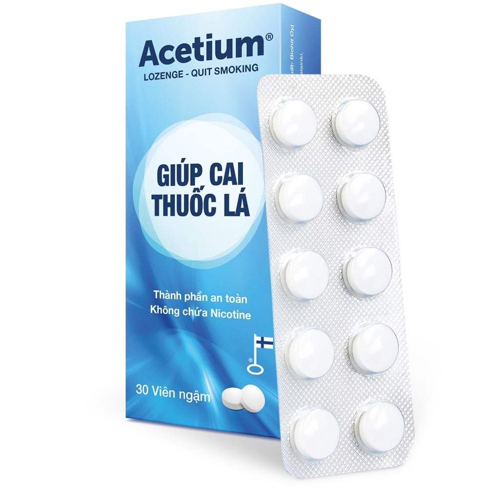 Viên ngậm cai thuốc lá Acetium - Nhập khẩu Phần Lan - Cai thuốc lá an toàn,  dễ dàng, hiệu quả - Hộp 3 vỉ x 10 viên ngậm