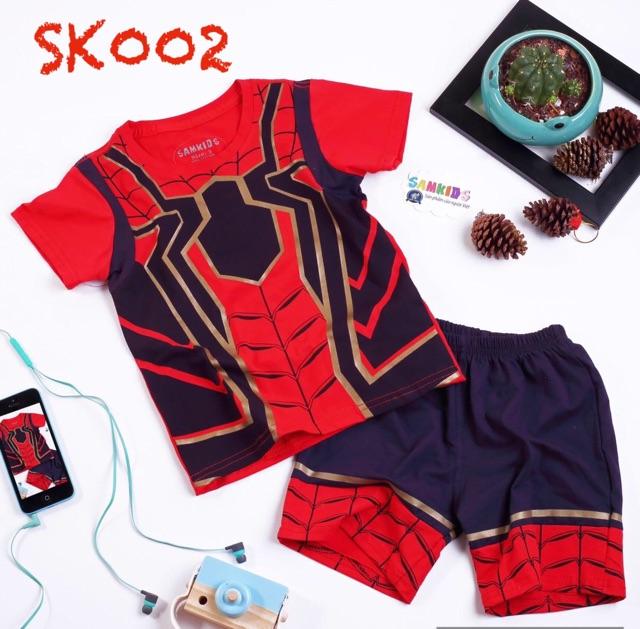 Bộ đồ siêu nhân nhện ngắn spider man Samkids (có bảng size hình cuối)