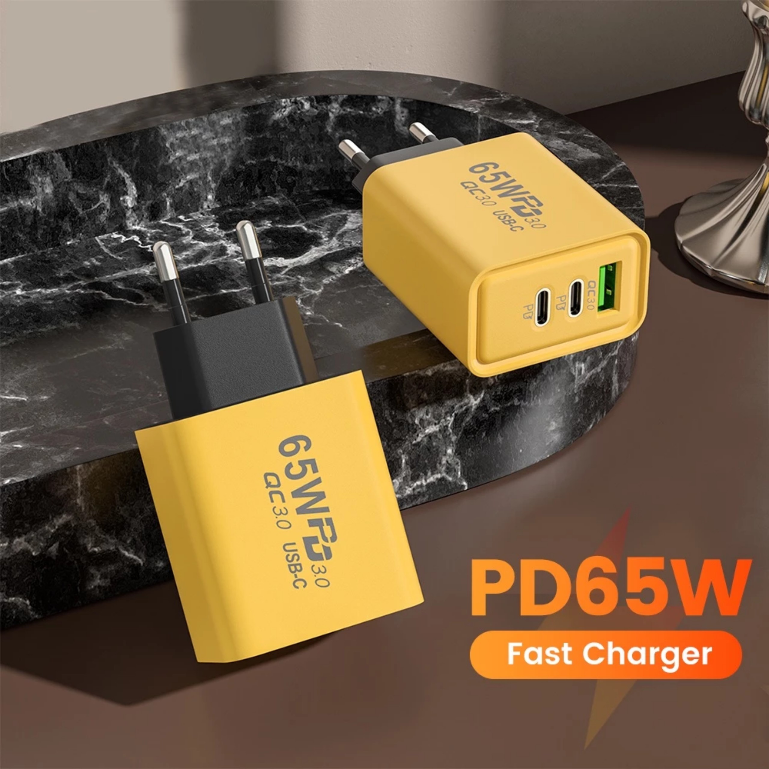 Củ sạc nhanh Elough PD65W cho điện thoại, máy tính bảng gồm 1 cổng USB-A 3.0 và 1 cổng Type-C, hàng nhập khẩu