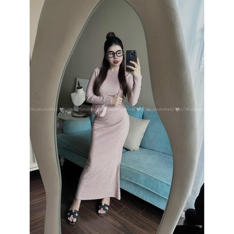 SET ĐI CHƠI, SET 2 MÓN ÁO TĂM CỔ TRÒN TAY DÀI PHỐI CHÂN VÁY DÀI CỰC HOT