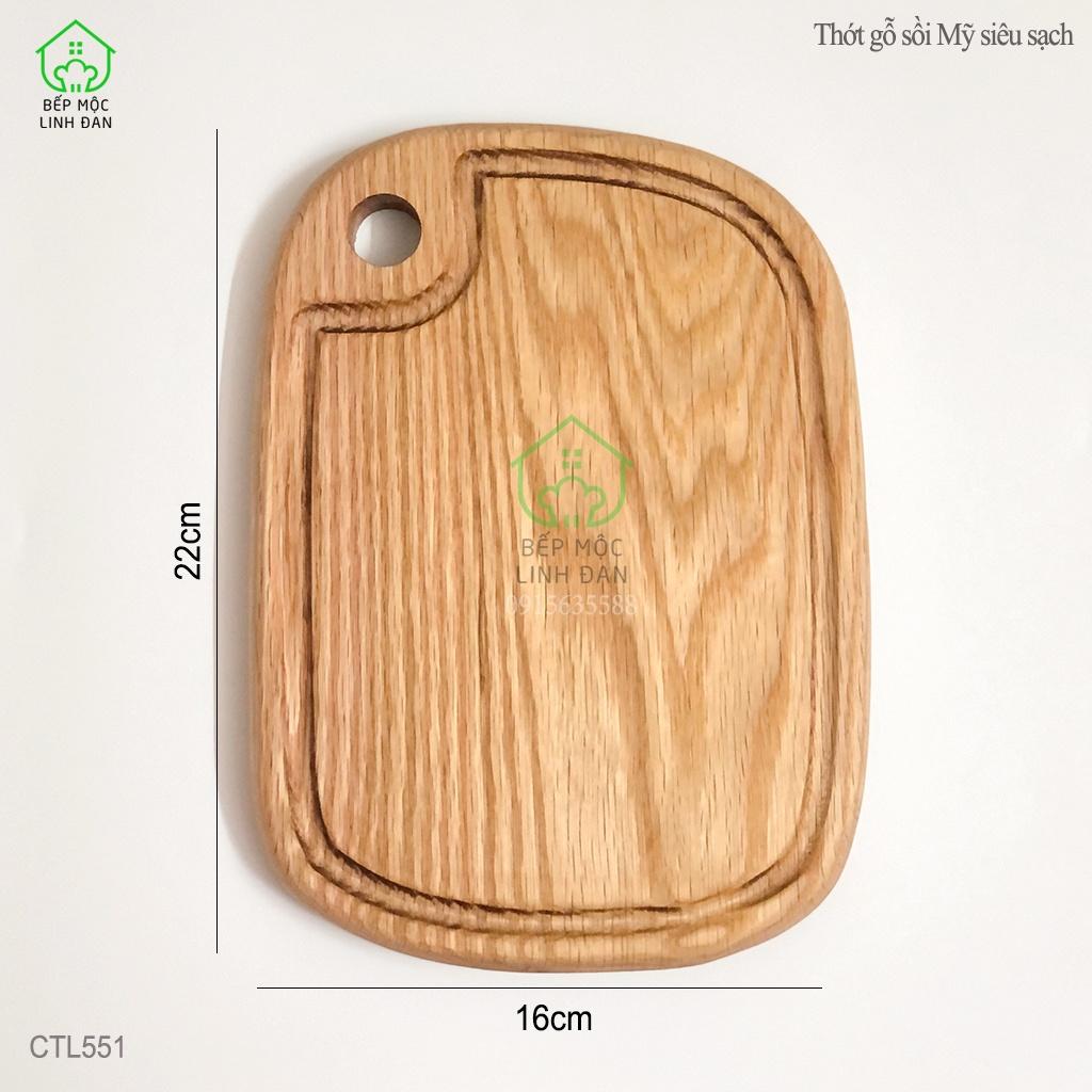 Khay/thớt gỗ sồi Mỹ siêu sạch_Kiểu dáng siêu xinh (16cm x 22cm)