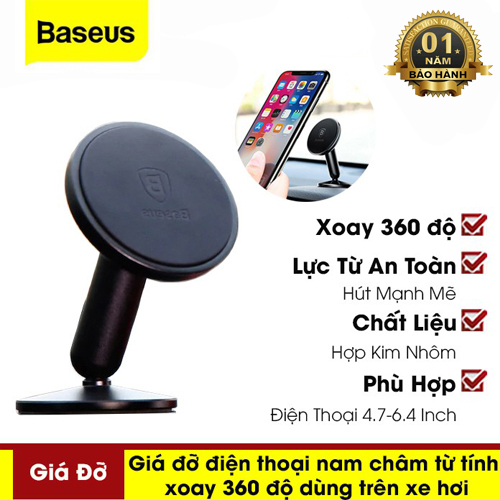 Giá Đỡ Điện Thoại Bullet An On-Board Magnetic Bracket Nam Châm Từ Tính Có Thể Xoay 360 Độ Dùng Trên Ô Tô Hàng Chính Hãng Baseus