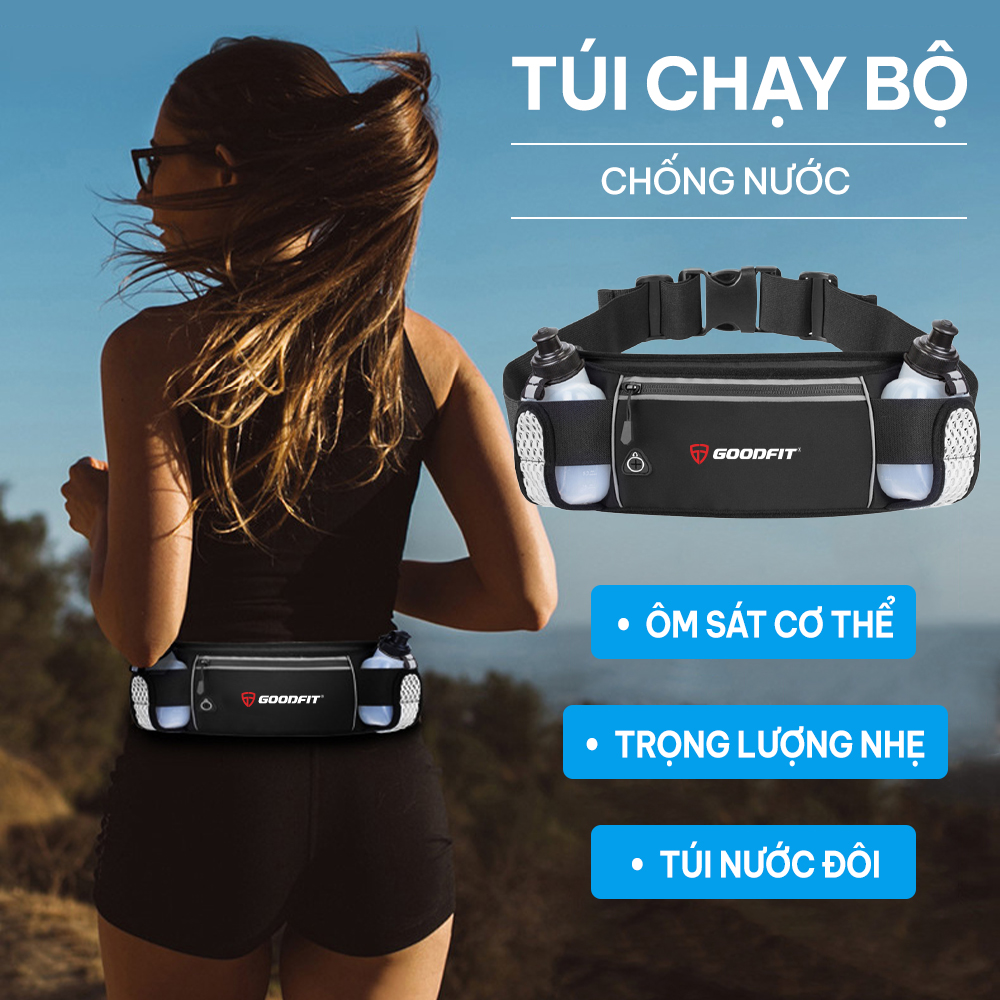 Đai chạy bộ, túi đeo hông đựng điện thoại chống nước GoodFit GF120RB túi đeo chạy bộ 2 ngăn đựng nước