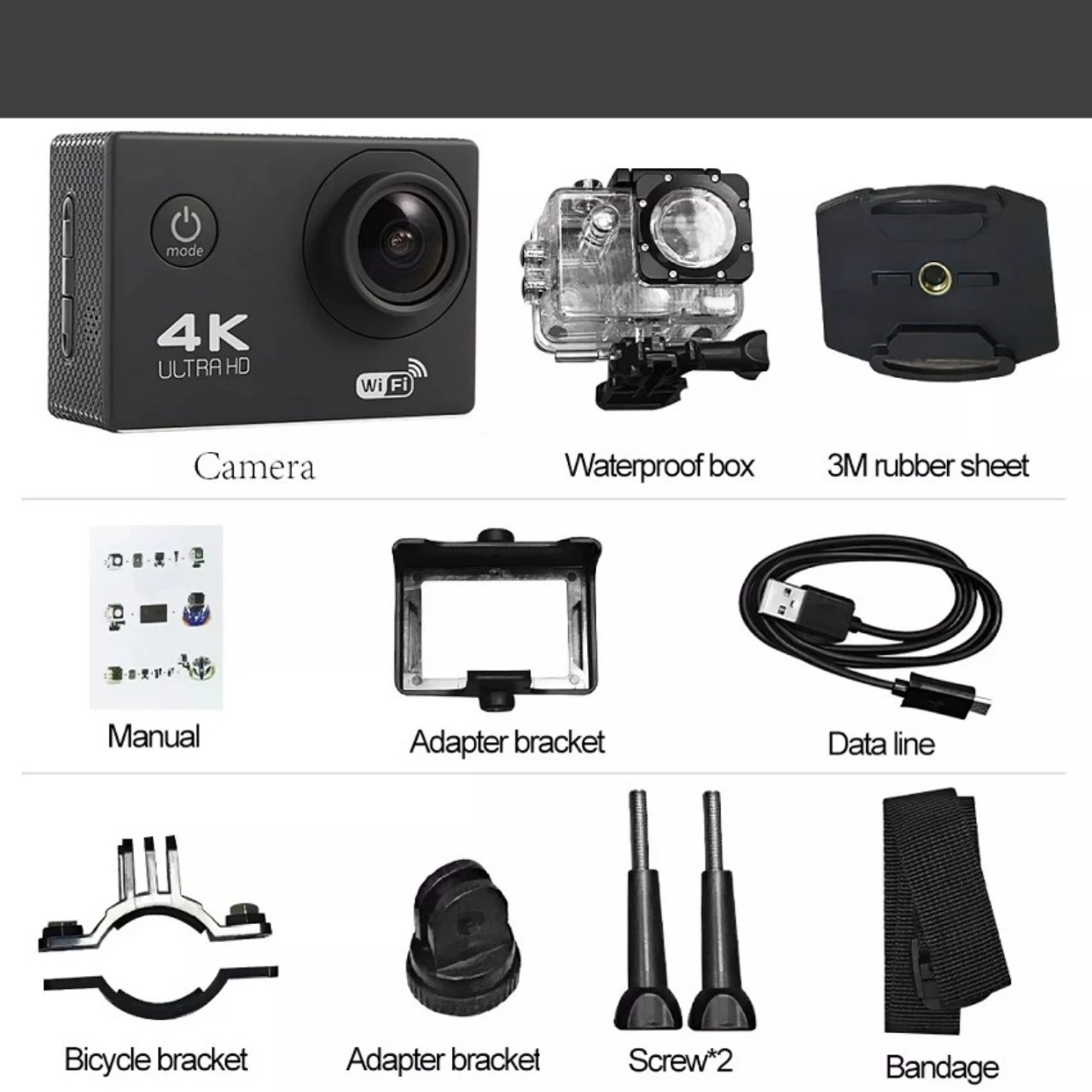 Camera Hành Trình 4K SPORT Ultra HD DV, 1080 HD, Kết Nối Wifi, Chống Rung Quang Học, Chống Nước Ip67, Hỗ Trợ Quay Đêm