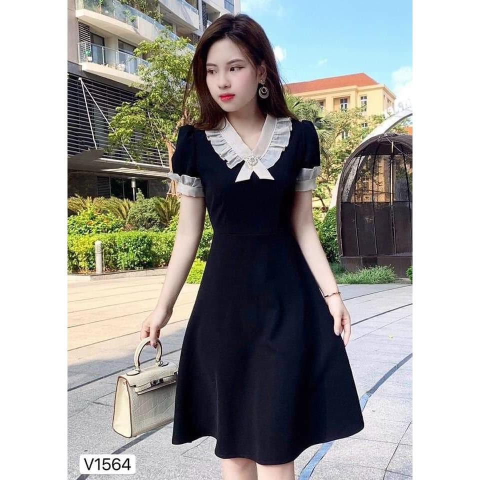 Đầm Dáng Xòe Cổ Kiểu Thiết Kế Tiểu Thư Sang Trọng Tinh Tế Thời Trang Thích Hợp Du Lịch Dự Tiệc Sự Kiện