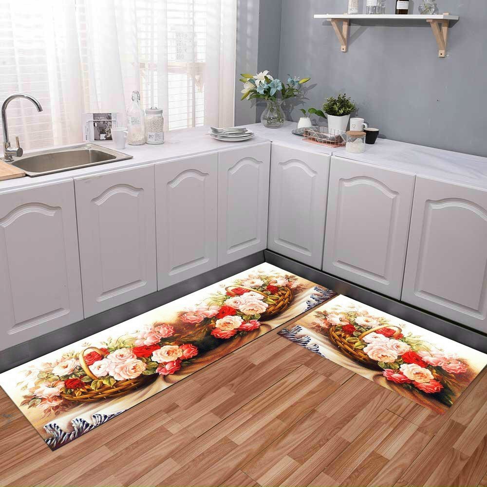 Combo 2 tấm thảm nỉ siêu thấm hút nước cho nhà tắm, nhà bếp, phòng khách thiết kế họa tiết 3D độc đáo sang trọng, kích thước thảm to 120x40cm, thảm bé 40x60cm SALE SẬP SÀN