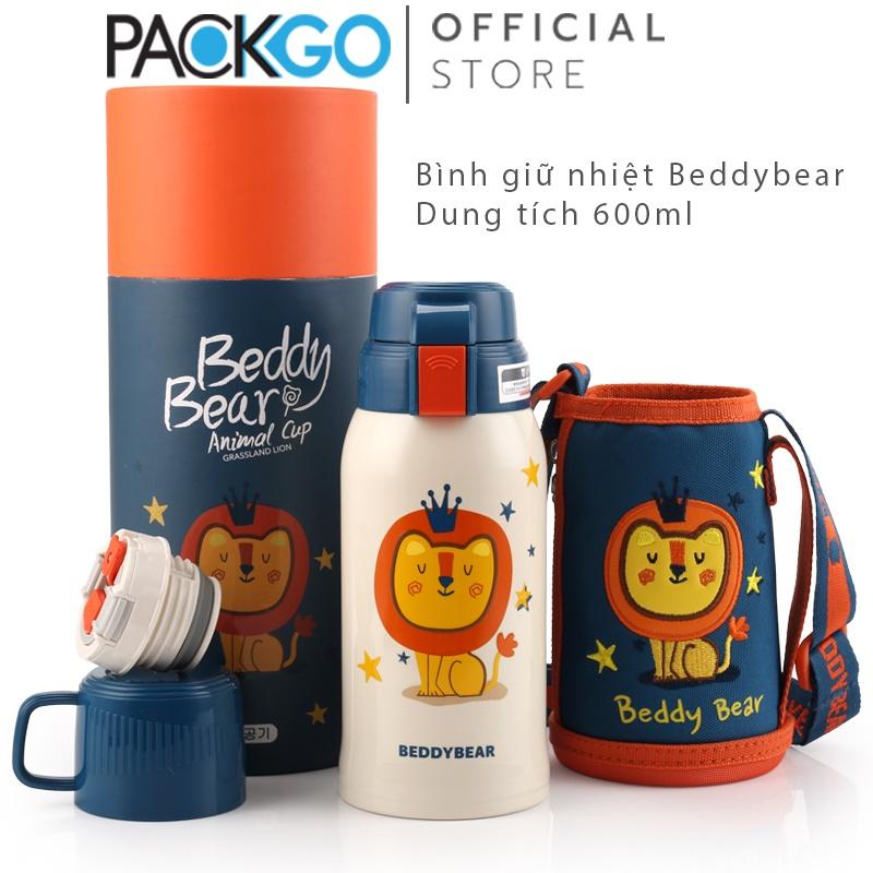 Bình giữ nhiệt cho Bé BEDDYBEAR - Dung tích 600 ml - 2 Nắp thay thế - Inox cao cấp 316 - Dòng Lion - Sư Tử - phù hợp Bé từ 2 tuổi trở lên - Bảo hành chính hãng 2 năm