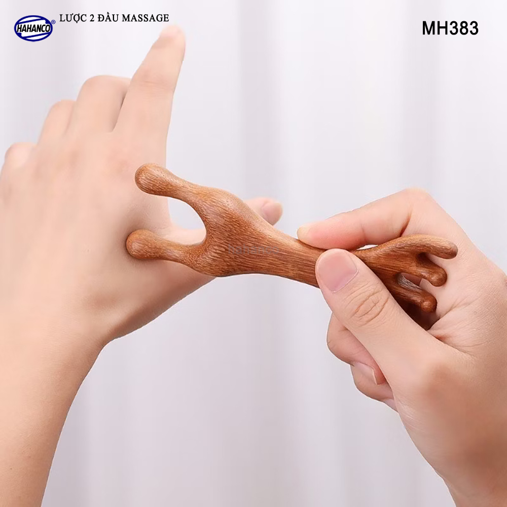Lược Châm Cứu Hươu Bằng Gỗ Gõ Đỏ HAHANCO Giúp Lưu Thông Máu Mát Xa Toàn Thân - MH383