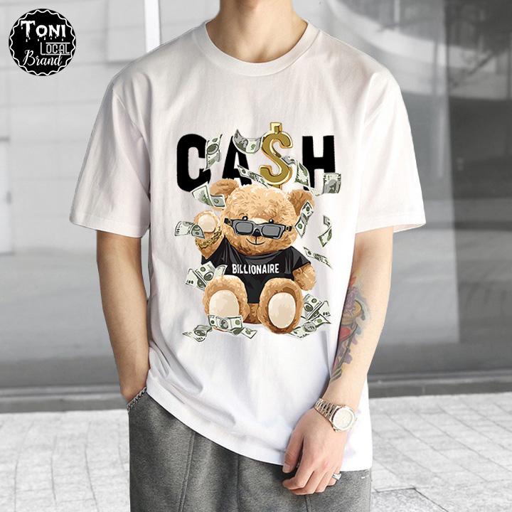 Áo Thun Tay Lỡ Local Brand CASH BEAR Cotton 100 form rộng nam nữ Unisex