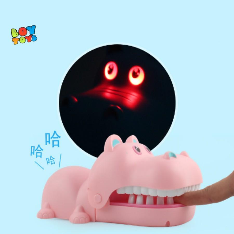 Đồ chơi khám răng Hà mã, Hà mã cắn ngón tay có nhạc và đèn cho bé