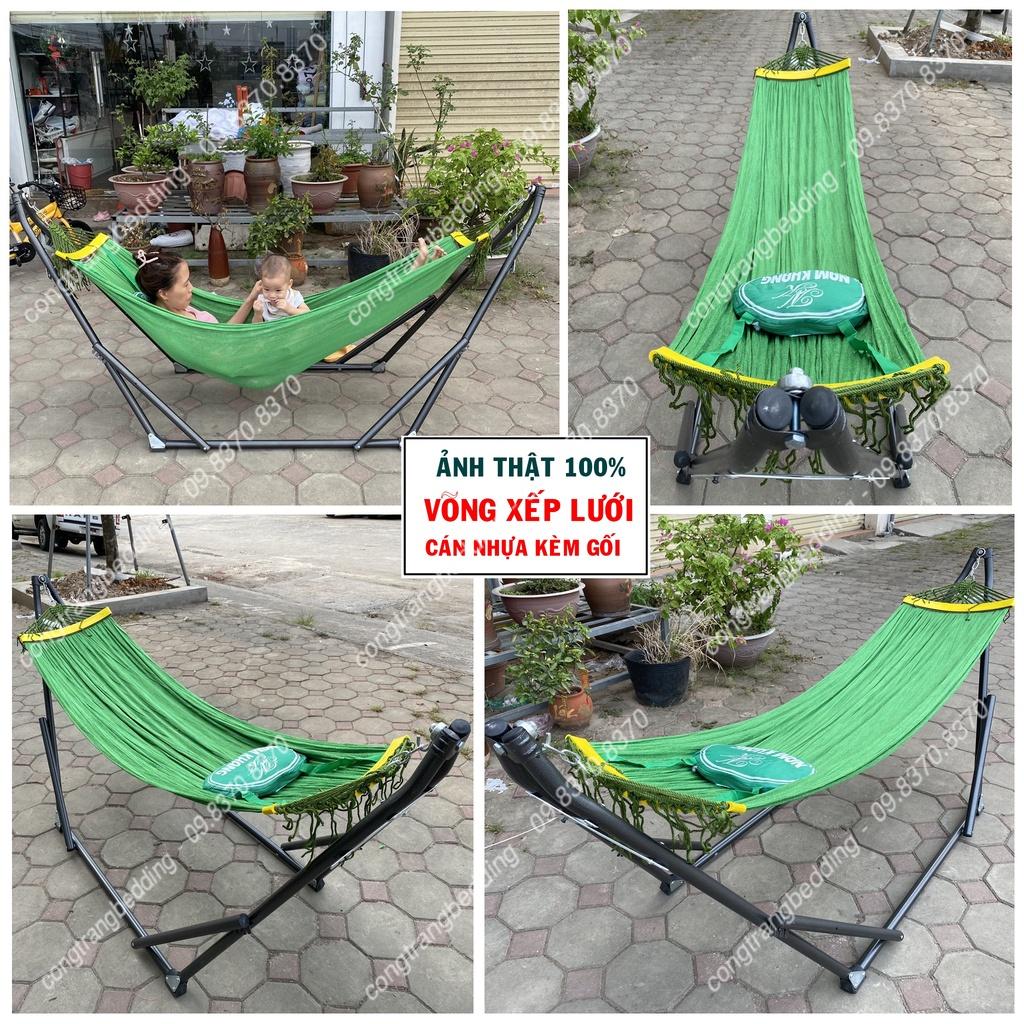 Võng Xếp TRƯỜNG NGA Khung Sơn Tĩnh Điện Phi 32 - Tặng Kèm Lưới Võng ( Chịu trọng lực 150kg )