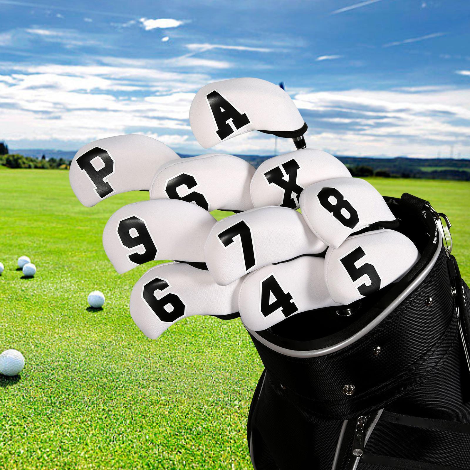 10x Golf Iron Covers, Number Tag PU Wrap Golf Iron Headcovers for Outdoor Sports Men