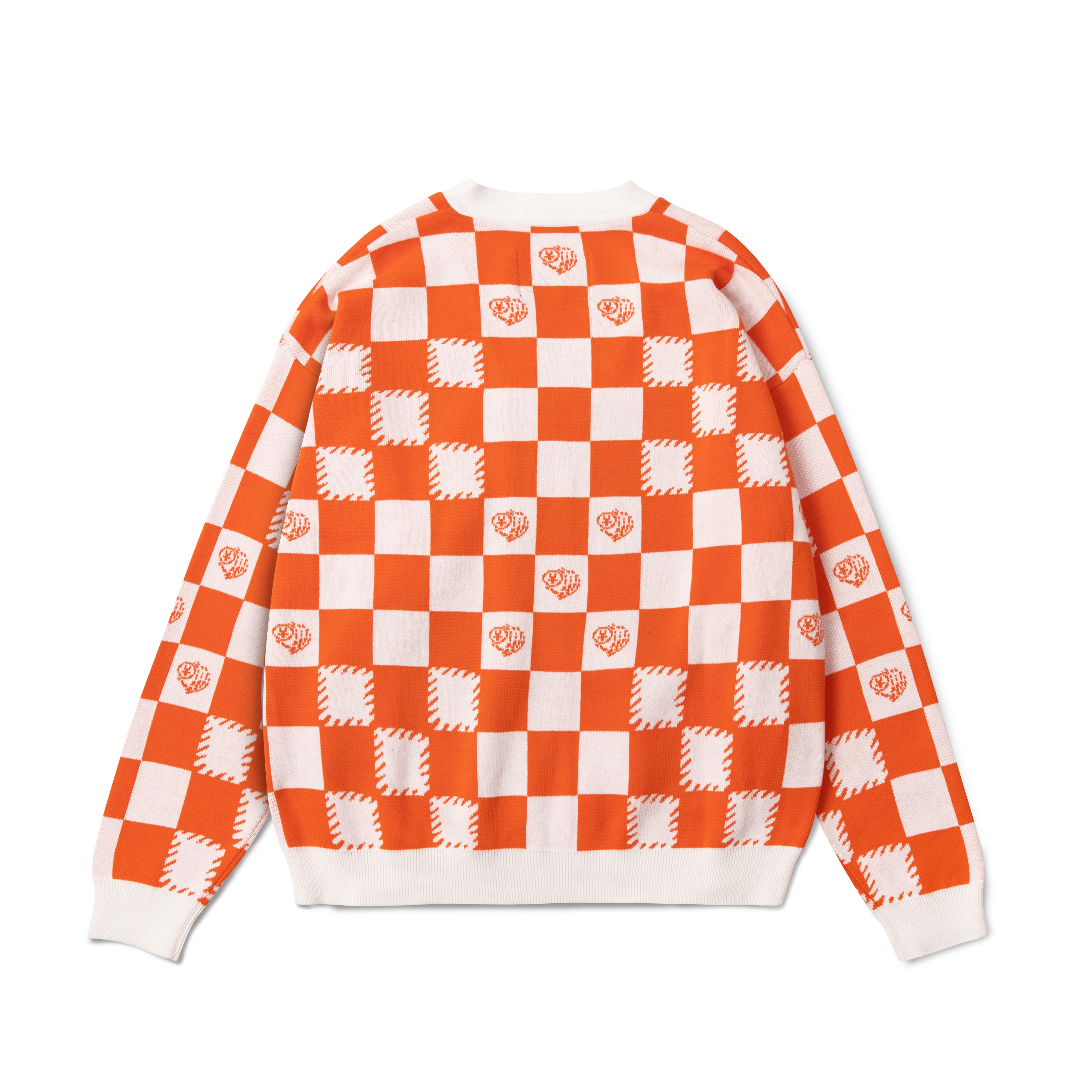 DirtyCoins Áo Khoác Checkerboard Knit Cardigan - Orange