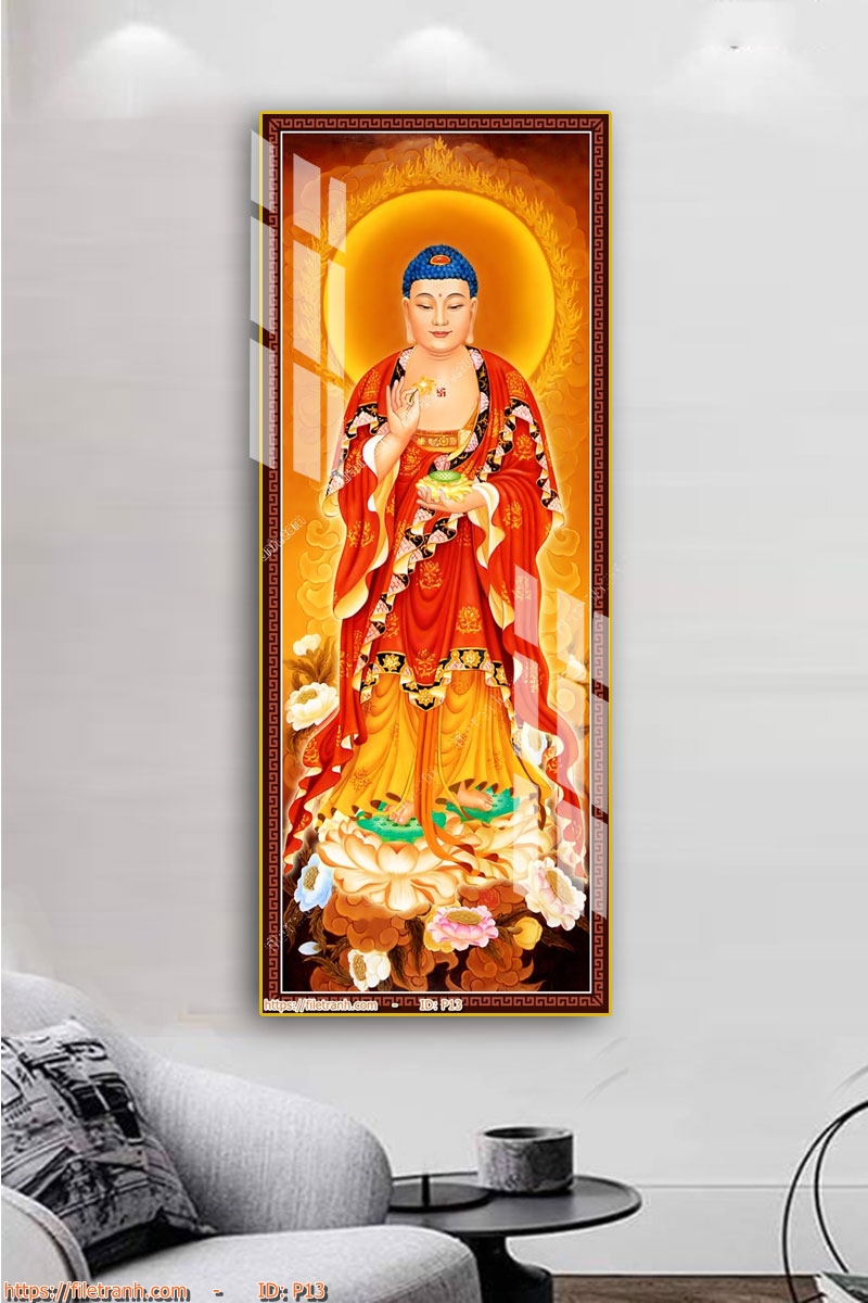 Tranh Treo Tường Gỗ Tráng Gương 3D Chủ Đề Phật Giáo, Phật Thích Ca, Bồ Tát, Tam Thế Phật