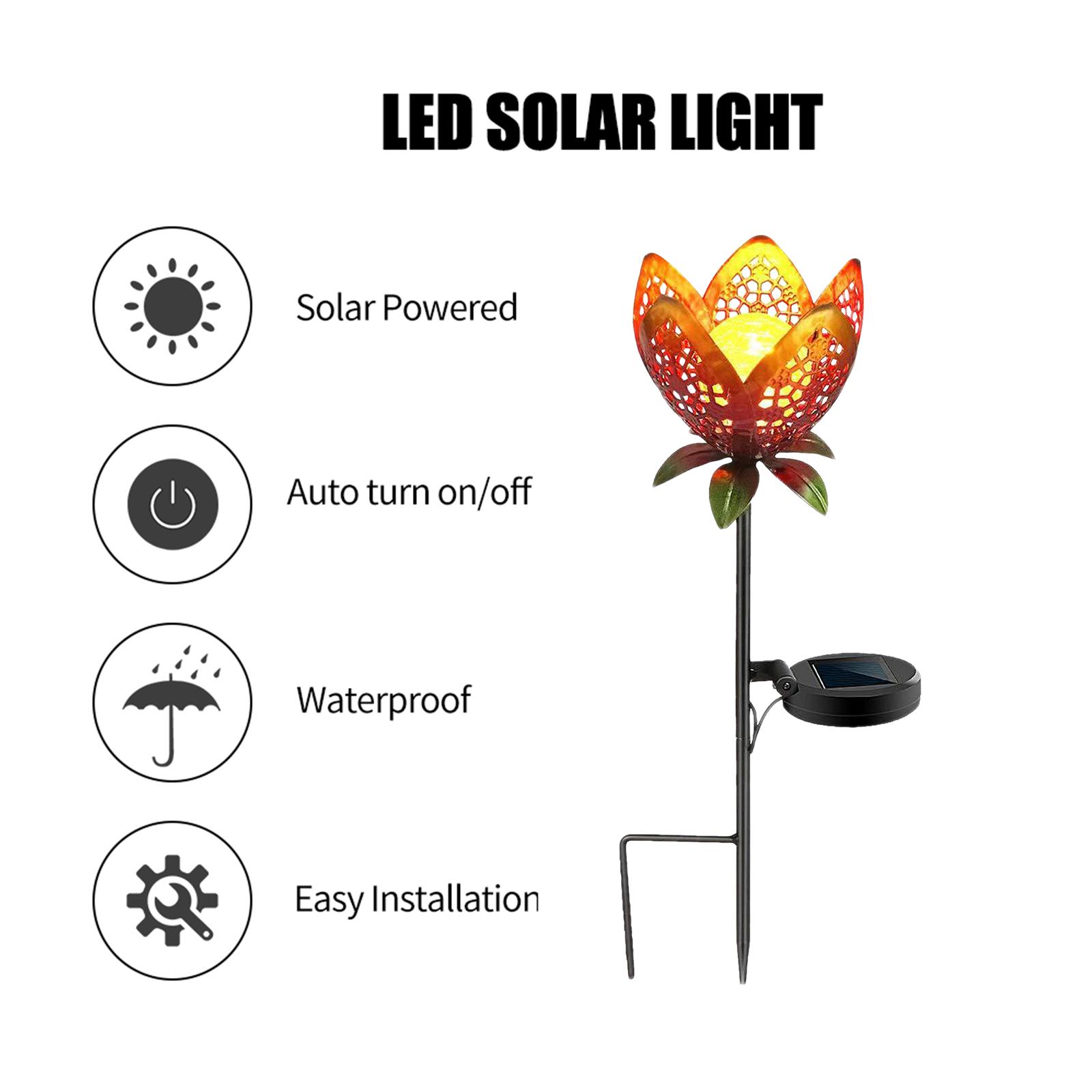 Đèn Led Năng Lượng Mặt Trời Hình Hoa Kim Loại Không Thấm Nước