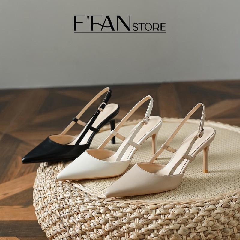 Giày Hở Gót Da Mềm, Cao Gót Nữ 810 Màu Đen Be Trắng Sữa FFAN STORE