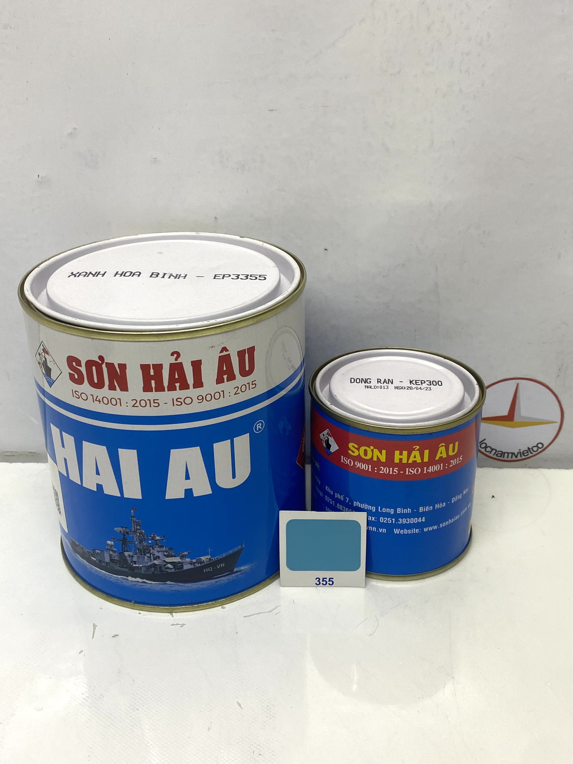 Sơn epoxy Hải Âu màu xanh hòa bình EP355 1L/Bộ