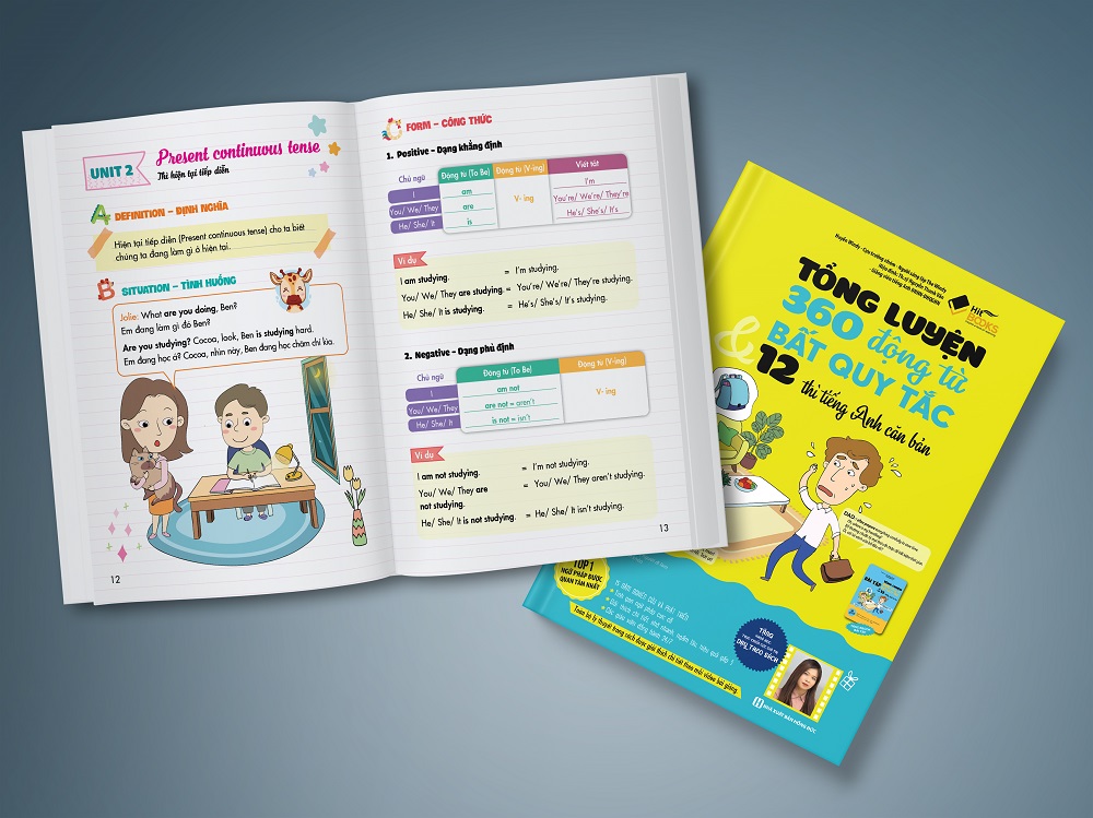 Sách - Tổng luyện 360 động từ bất quy tắc và 12 thì tiếng Anh căn bản - in màu - HITBOOKS