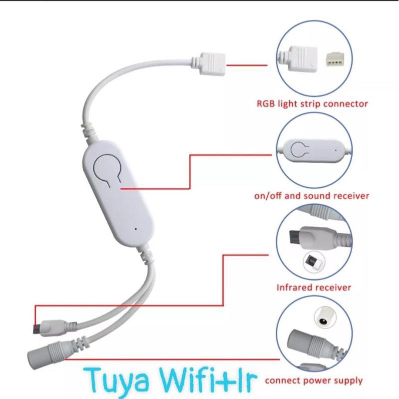 Điều Khiển LED 12V IR + WiFi RGB Tuya/SmartLife 4 chân .Tương Thích Google Home & Amazon Alexa