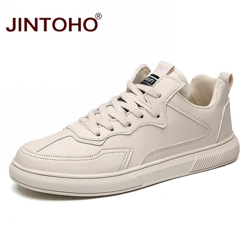 JINTOHO Fashion Men Leather Shoes Brand Male Shoes White Leather Sneakers For Men Casual 2020 Leather Flats Shoes