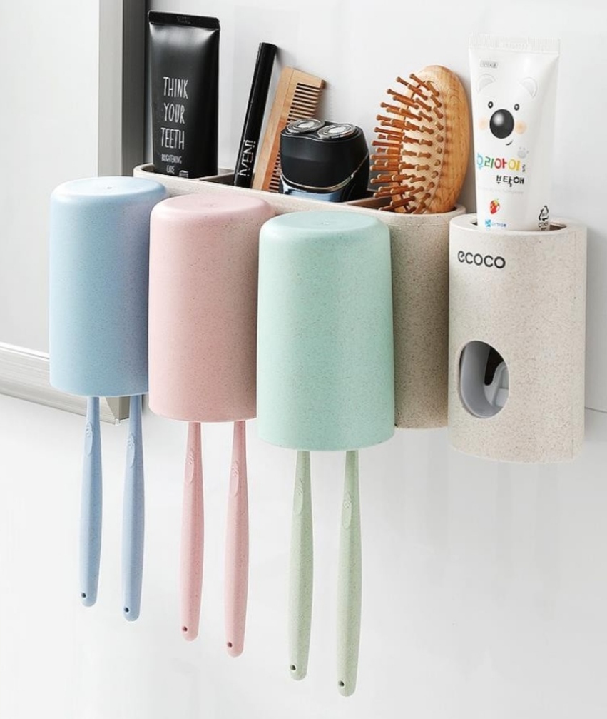 Dụng cụ nhà tắm thông mình kèm 3 ly + tặng khăn lau 2 mặt siêu thấm cao cấp