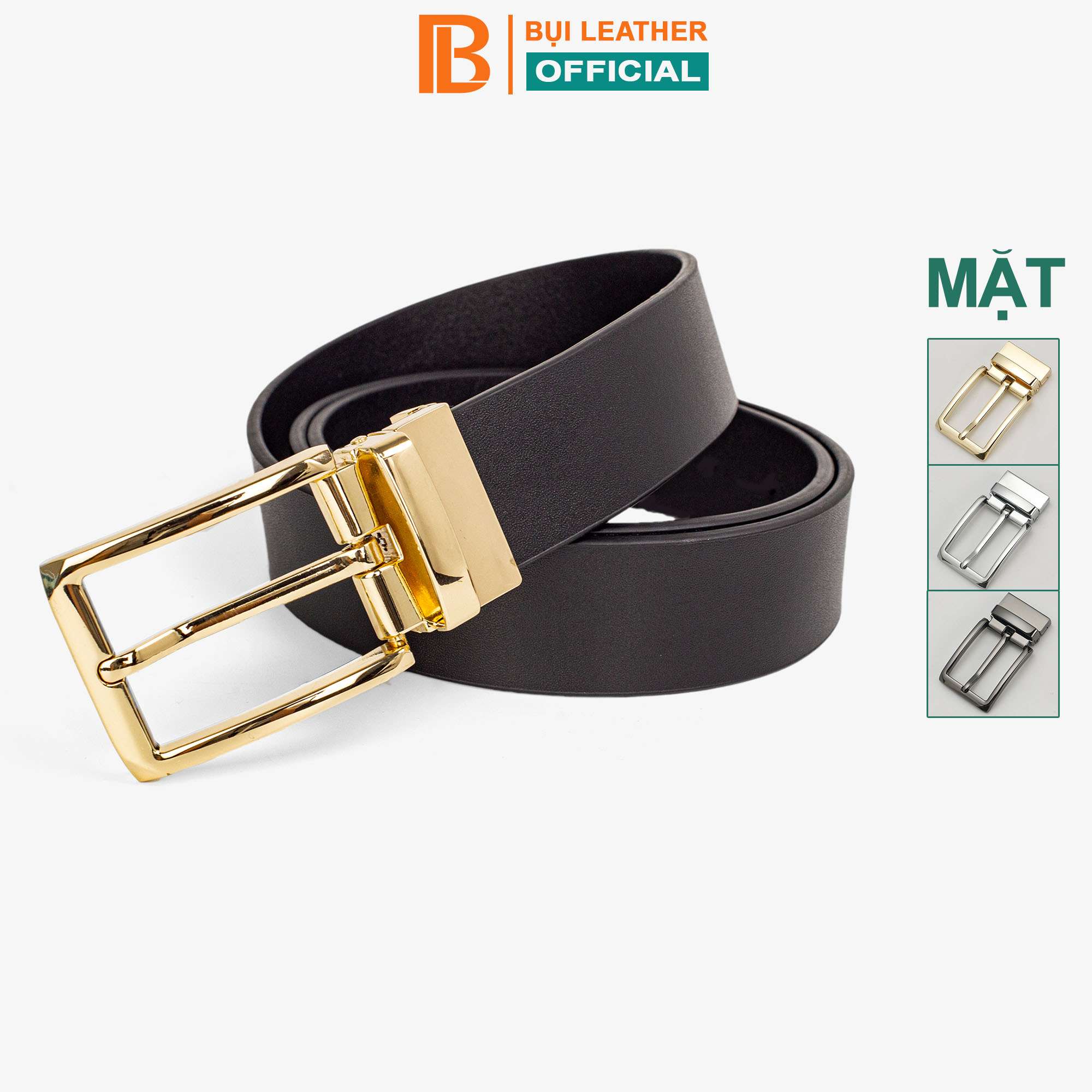 Thắt Lưng Nam, Dây Nịt Nam Da Bò Thật Nguyên Tấm Bụi Leather L112 - Khóa Cài - Bảo Hành 12 Tháng - Mặt Khoá M19