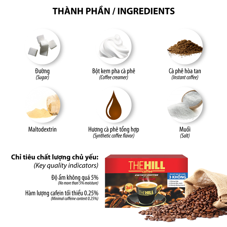 Cà Phê Hòa Tan The Hill Coffee Premium - HT-H12 (216g) - Tặng Kèm 1 Sản Phẩm Cùng Loại